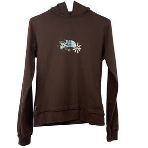 North Face Size Small Brown Flower Hoodie Women's Floral Embroidered Sweater